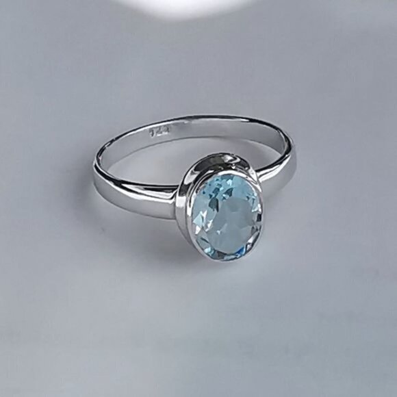 NEW Sky Blue Topaz Ring in Sterling Silver sz 8 - Picture 3 of 5